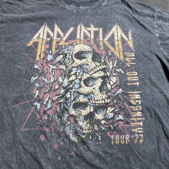 Affliction Men's 3XL Black Wash Skull Graphic Tour T Shirt All Out Insanity - Picture 2 of 5